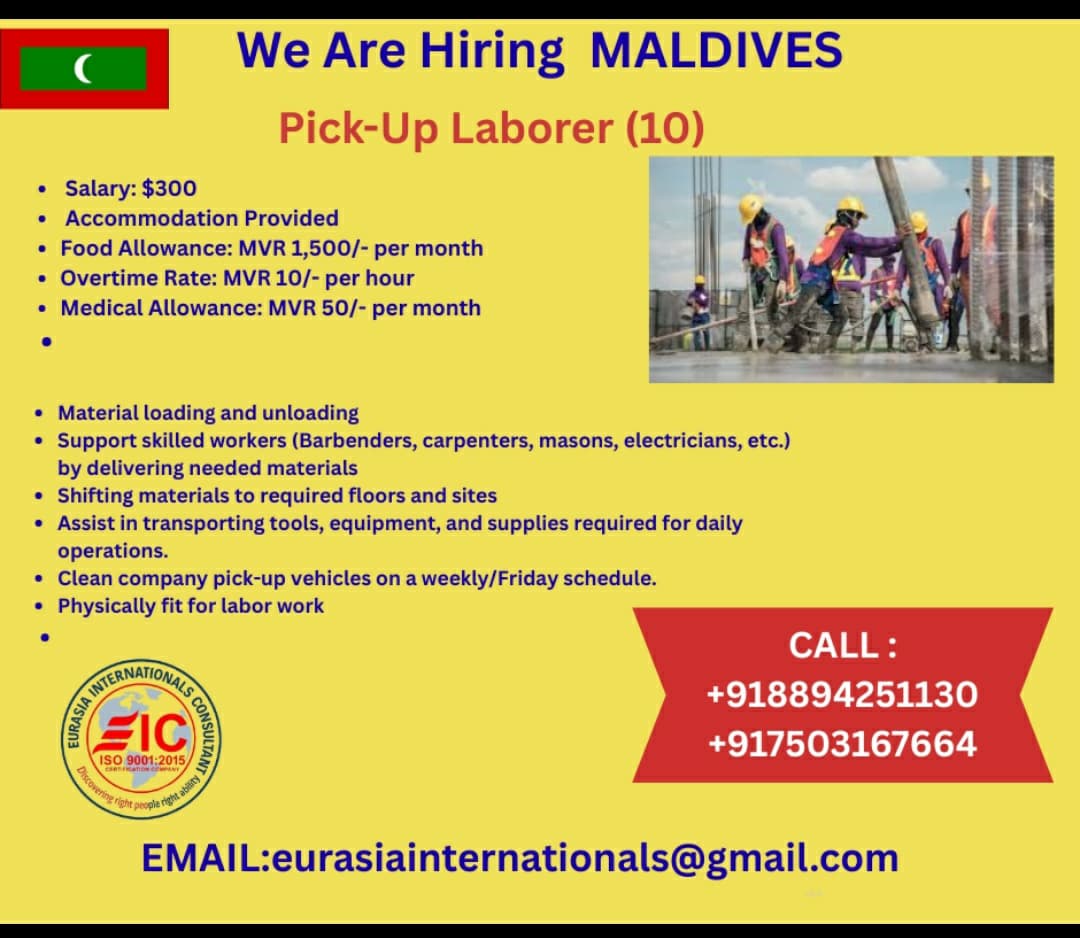WE ARE HIRING FOR MALDIVES